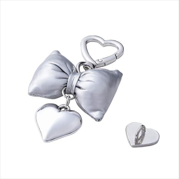 ELECOM スマホチャーム リボン ストラップ 強力粘着 ハート型チャーム