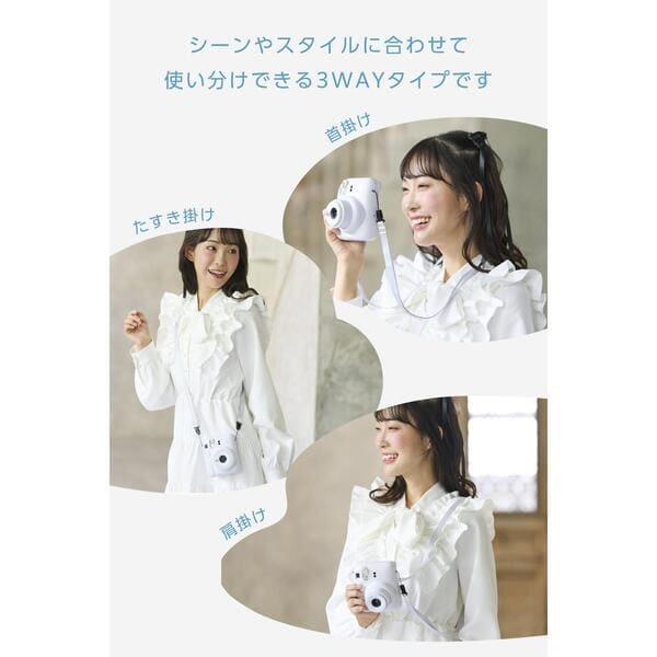 ELECOM instax(チェキ)miniシリーズ用 ネックストラップ ホワイト IC