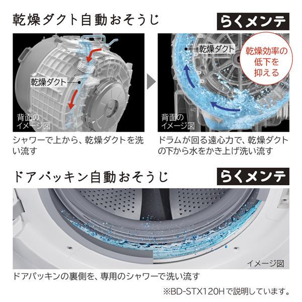 HITACHI BD-STX120HR-W ドラム式洗濯乾燥機 ビッグドラム[らくメンテ][ワイドカラー液晶タッチパネル] 【右開き/洗濯12.0kg/ 乾燥6.0kg/ホワイト】☆大型配送対象商品 | ノジマオンライン