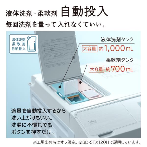 HITACHI BD-SX120HR-W ドラム式洗濯乾燥機 ビッグドラム [らくメンテ][自動投入×AIお洗濯]【右開き/洗濯12.0kg/乾燥 6.0kg/ホワイト】☆大型配送対象商品 | ノジマオンライン