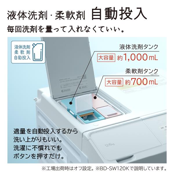 HITACHI BD-SW120K-LW ドラム式洗濯乾燥機 ビッグドラム 【左開き/洗濯12kg/乾燥6kg/ホワイト】 ☆大型配送対象商品 |  ノジマオンライン