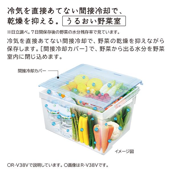 HITACHI R-V38VL-S 冷蔵庫 3ドア 左開き 375L グラファイト
