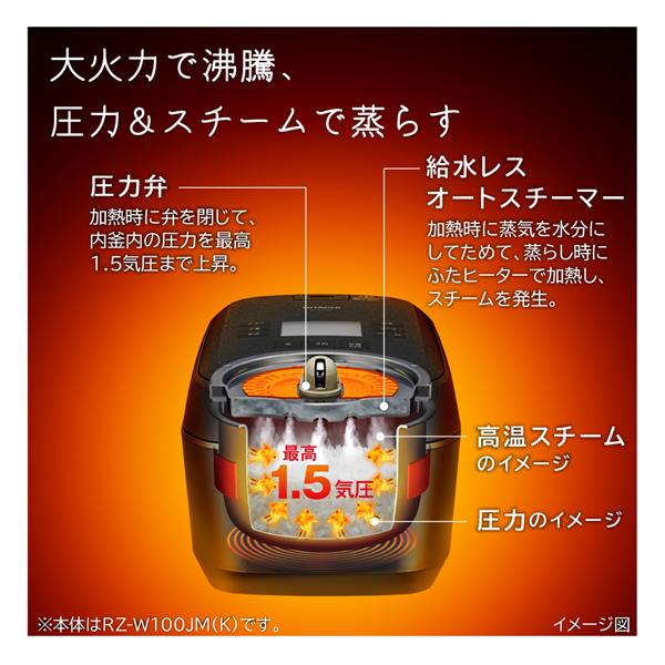 日立 圧力スチームIH炊飯器 ふっくら御前 5.5合 RZ-Z100JM K RZ-Z100JM