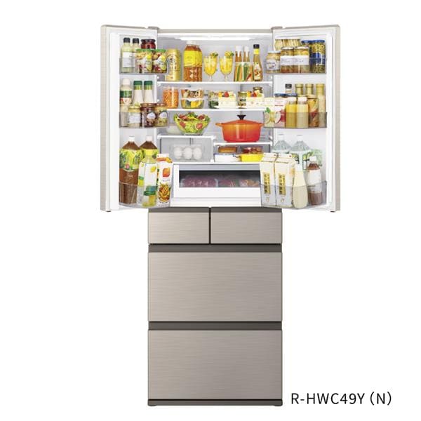 2022年式 HITACHI 大型冷蔵庫 485L 6ドア 観音開き　ライト
ゴールド デンキチWeb / 日立 HITACHI 冷蔵庫 485L 6ドア 観音開き R-HWC49X-N(大型)