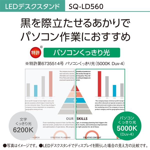 Panasonic SQ-LD560-W LEDデスクスタンド【文字くっきり光/パソコン