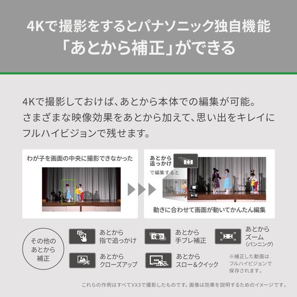 Panasonic デジタル4Kビデオカメラ 手ブレ補正 4K広角撮影 あとから