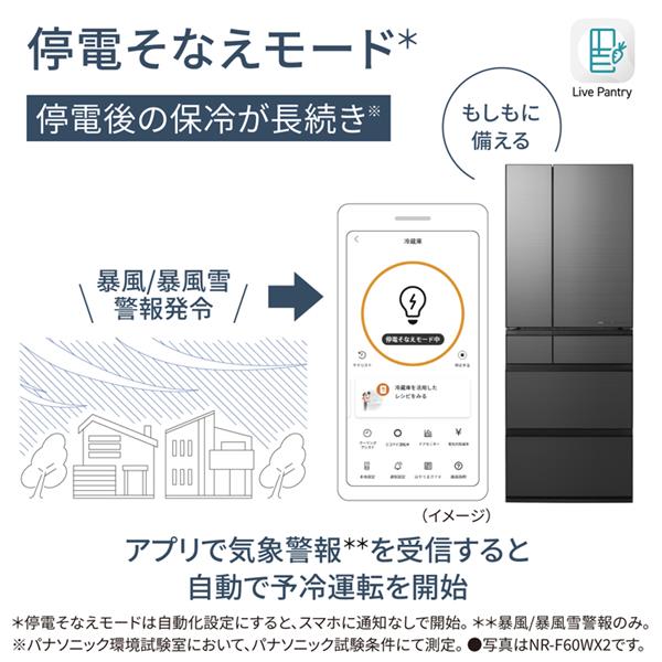 Panasonic 冷蔵庫 ナノイーX 6ドア 観音開き 650L オニキスミラー