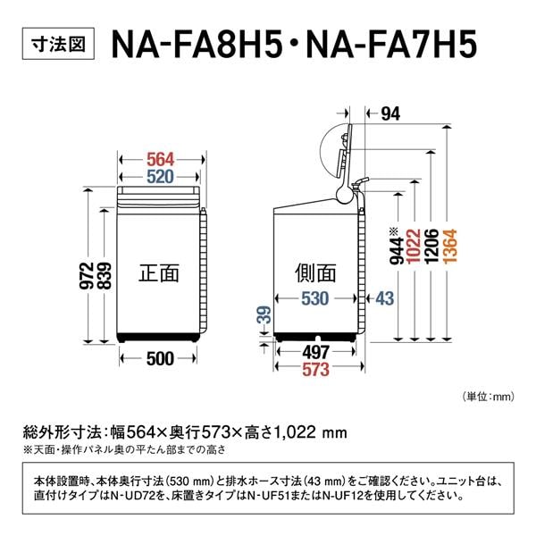 Panasonic 全自動洗濯機 [洗濯8kg/ホワイト] ☆大型配送対象商品 NA 