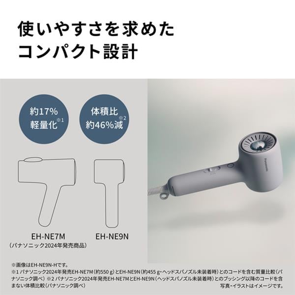 Panasonic ヘアードライヤー イオニティ 速乾 モダングレー EH-NE9N-H