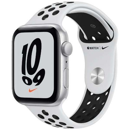 Apple Watch Nike SE（GPS モデル）- 44mmシルバーアルミニウムケースとピュアプラチナム/ブラックNikeスポーツバンド -  レギュラー MKQ73J-A