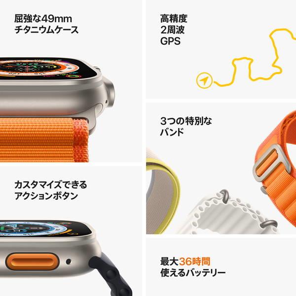 新品未開封 Apple Watch Ultra GPS+Cellular 49mm MQFR3J/A チタニウム スターライトループ M △ 解除済