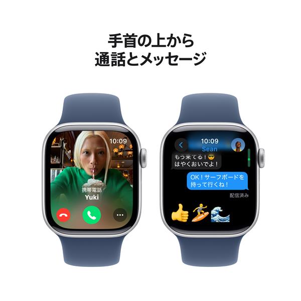 Apple MWWA3J-A Apple Watch Series 10（GPSモデル）- 42mmシルバーアルミニウムケースとデニムスポーツバンド  - S/M | ノジマオンライン