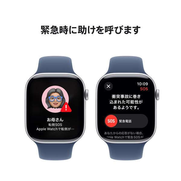 Apple MWWL3J-A Apple Watch Series 10（GPSモデル）- 46mmシルバーアルミニウムケースとデニムスポーツバンド  - S/M | ノジマオンライン