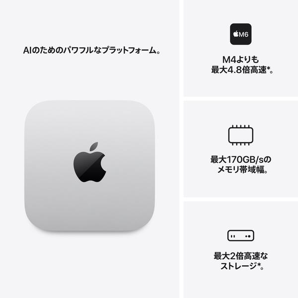 Apple Mac mini: 12コアCPUと12コアGPUを搭載したApple M6チップ 16GB