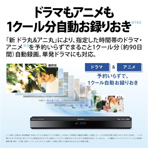 SHARP 4B-C40GT3 ブルーレイディスクレコーダー AQUOS(アクオス) 4Kチューナー内蔵 3番組同時録画 HDD容量4TB |  ノジマオンライン