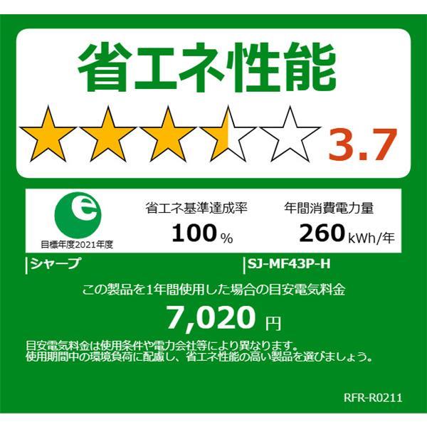 SHARP SJ-MF43P-W プラズマクラスター冷蔵庫 6ドア 観音開き