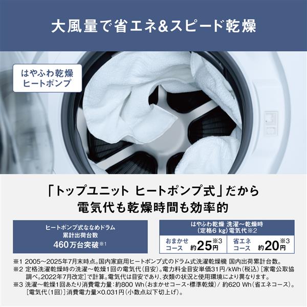 Panasonic ドラム式洗濯乾燥機 左開き マットホワイト ☆大型