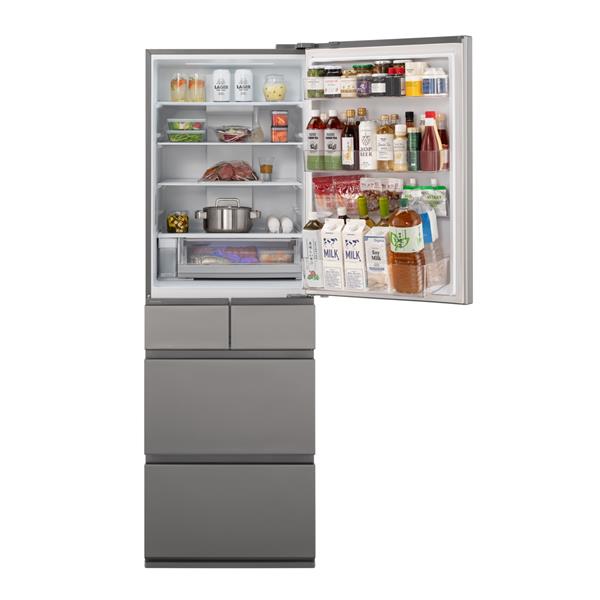 Panasonic ECO NAVI 冷蔵庫 シルバー Panasonic 冷蔵庫 [AIエコナビ][奥まで見えるフルオープン]【5ドア/右