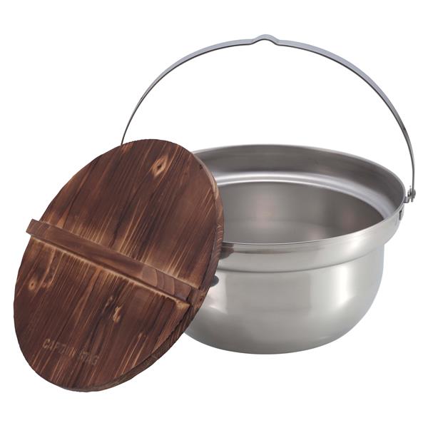 キャプテンスタッグ 木蓋付きキャンプ焚火鍋 CAPTAIN STAG【22㎝/日本