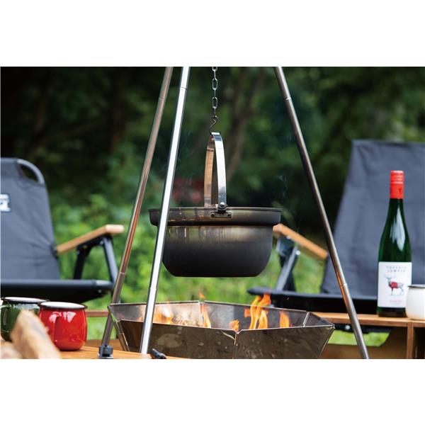 キャプテンスタッグ 木蓋付きキャンプ焚火鍋 CAPTAIN STAG【22㎝/日本