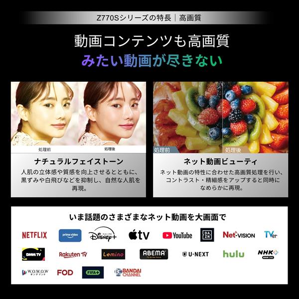 REGZA MiniLED液晶テレビ/4Kテレビ/43インチ 43Z770S | ノジマオンライン