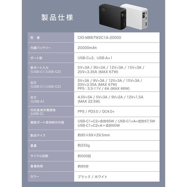 CIO SMARTCOBY TRIO ブラック 67W 20,000mAh 実機レビュー＞注目メーカー「CIO」製モバイルバッテリー