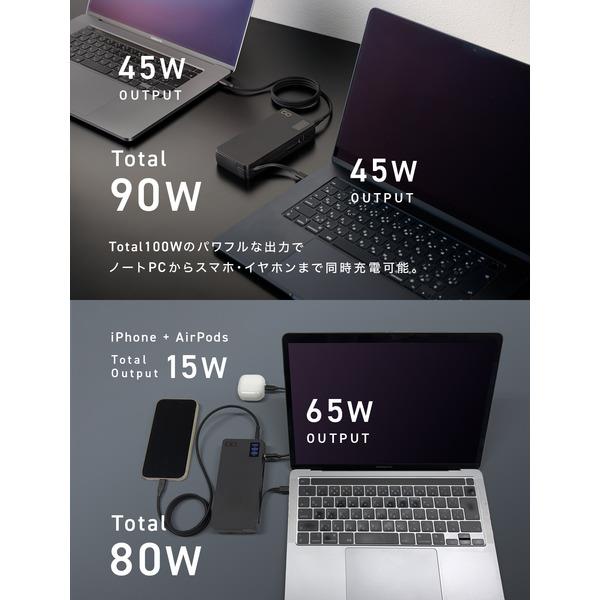 CIO SMARTCOBY Pro CABLE 100W2C1A 20000mAh ブラック CIO-MB100W2C1A