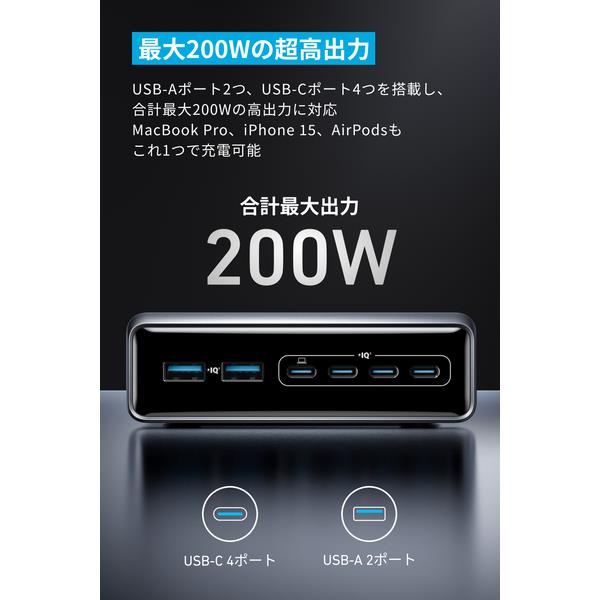 Anker Anker Prime Charger ［200W/ 6 Ports/GaN] A2683N41 | ノジマ