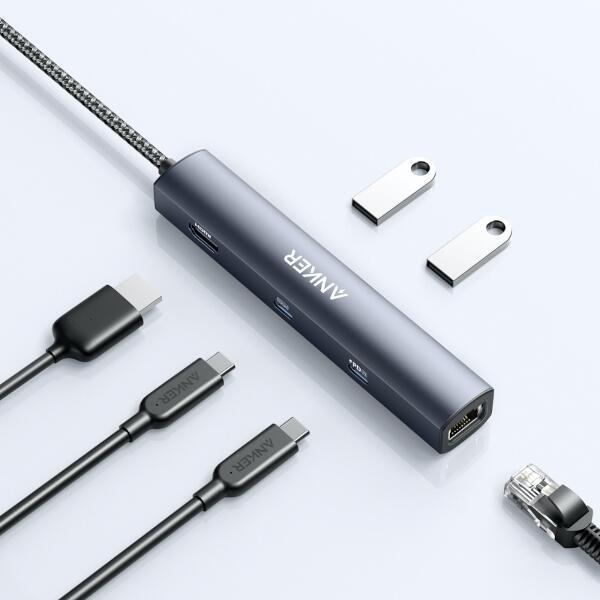 Anker A8365NA1 USBハブ PowerExpand【6-in-1 USB-C/P/イーサネット/グレー】 | ノジマオンライン