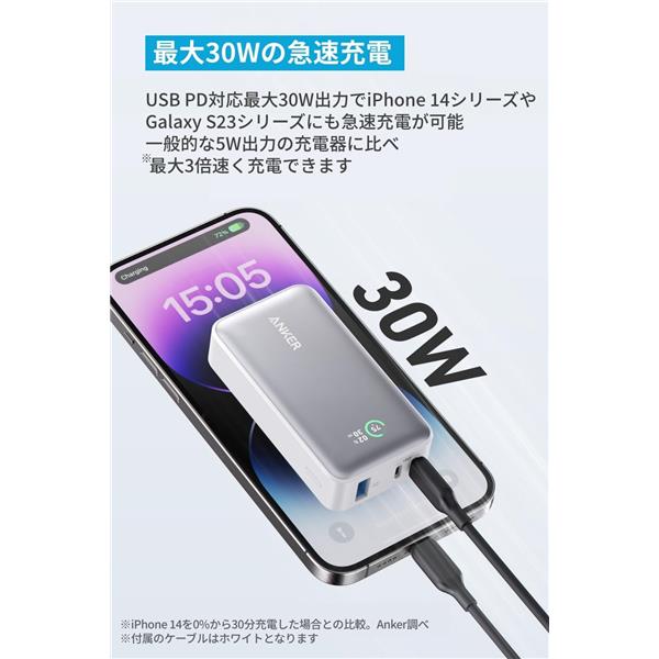 Anker A1256021 モバイルバッテリー Power Bank【10000mAh/30W
