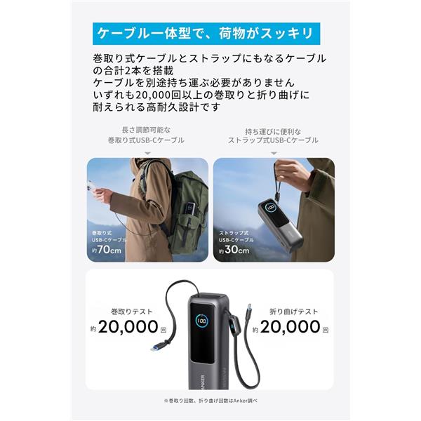 Anker Anker Power Bank [25000mAh/Built-In &巻き取り式USB-C