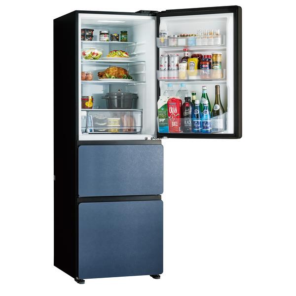 moon　冷蔵庫 ハイアール 冷蔵庫[スリム3ドア 右開き/375L/ファン/自動製氷/ブルー