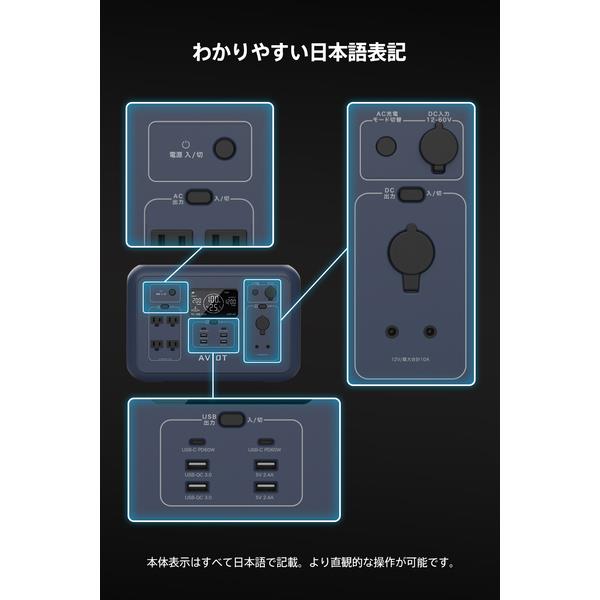 新品未使用　AVIOT　ポータブル電源　1200w AVIOT ポータブル電源【1200W/純正弦波/リン酸鉄リチウムイオン/LED