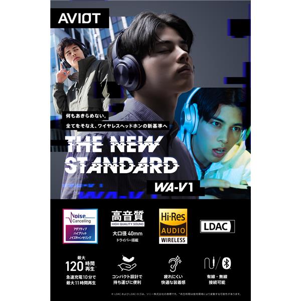 AVIOT ヘッドホン【ワイヤレス/Bluetooth/マイク対応/アクティブノイズ