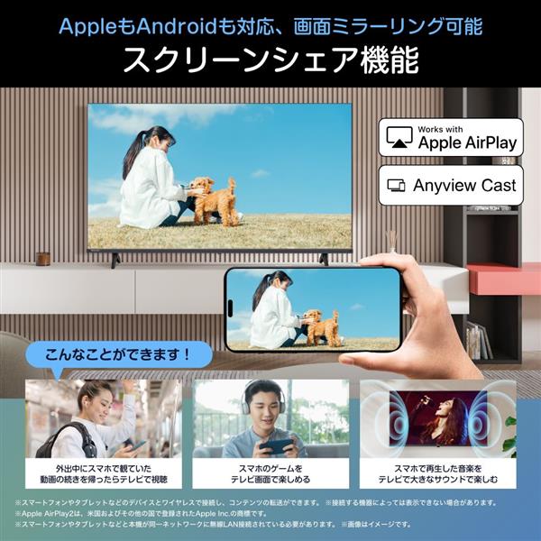 ハイセンス 4K液晶テレビ【65V型/スクリーンシェア対応/ネット対応