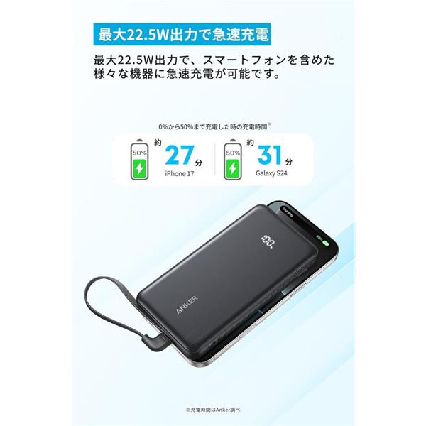 Anker モバイルバッテリー Zolo Power Bank 10000mAh 22.5W Built-In