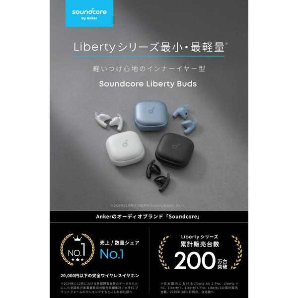 Anker Liberty Buds パールホワイト インナーイヤー ノイズキャンセ