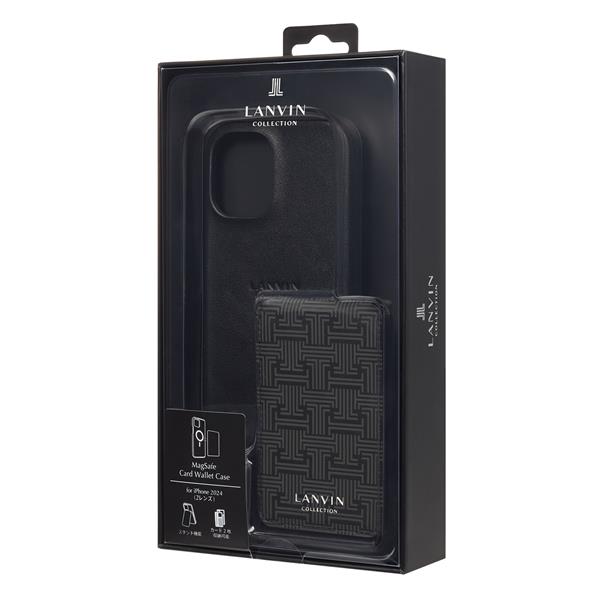 LANVIN COLLECTION iPhone16用ケース ハードケース カードウォレット付