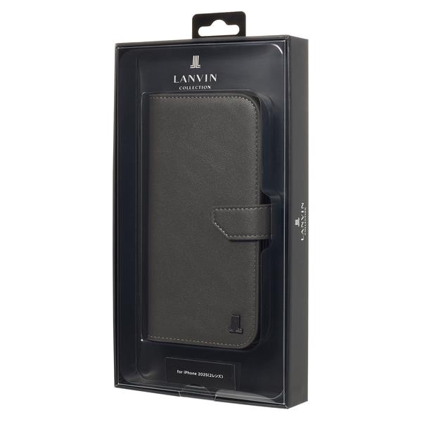 LANVIN COLLECTION iPhone 17ケース 手帳型 グレー LCDLGRYFLIP2563