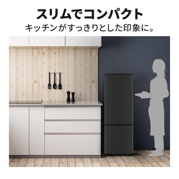 三菱 MITSUBISHI 冷蔵庫 168L 2ドア ブラック 一人暮らし ファミリー向け MR-P17A-B　【糸島市内 送料無料】250916-5 MITSUBISHI 冷蔵庫 2ドア 右開き 168L マットサンドブラック MR-P17M-B