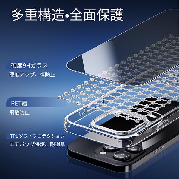 iPhone16Pro MAX強化ガラスフィルム & ケース セット iPhone16 ガラスフィルム 強化ガラス 日本製 旭硝子 ブルー