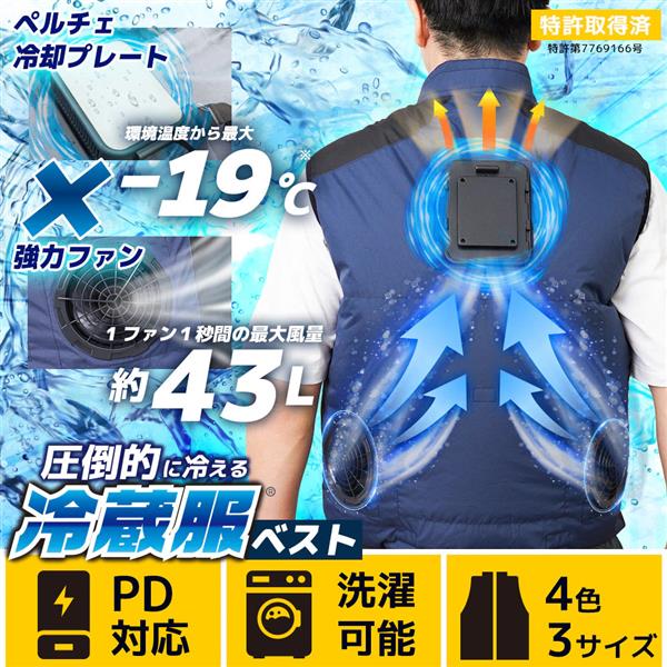 サンコー 冷蔵服 ベスト フリーサイズ シルバーグレー TKCV26SSLF
