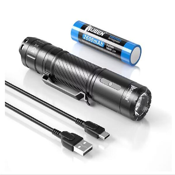 WUBEN LEDフラッシュライト[懐中電灯/最大1200lm/防塵防水IP68/充電式
