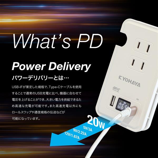 Kyohaya ACタップ充電器【20W/ホワイト】 JKTP32LCDWH | ノジマオンライン