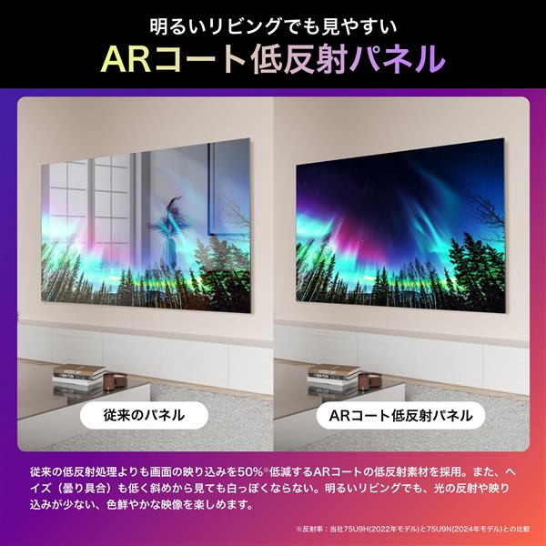 HISENSE 65U9N 4K液晶テレビ 【65V型/miniLED/量子ドット/7スピーカー/ARコート低反射/144Hz】☆大型配送対象商品 |  ノジマオンライン