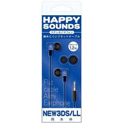 【3DS】 フラットケーブル式イヤホン ブラック×ブルー （New3DS/New3DSLL用）