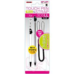 【3DS】 伸縮タッチペン ストラップ付き ブラック （3DSLL用）