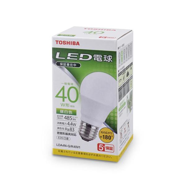 TOSHIBA LDA4N-G-K40V1 LED電球 26口金 一般電球形40W形相当 昼白色 | ノジマオンライン