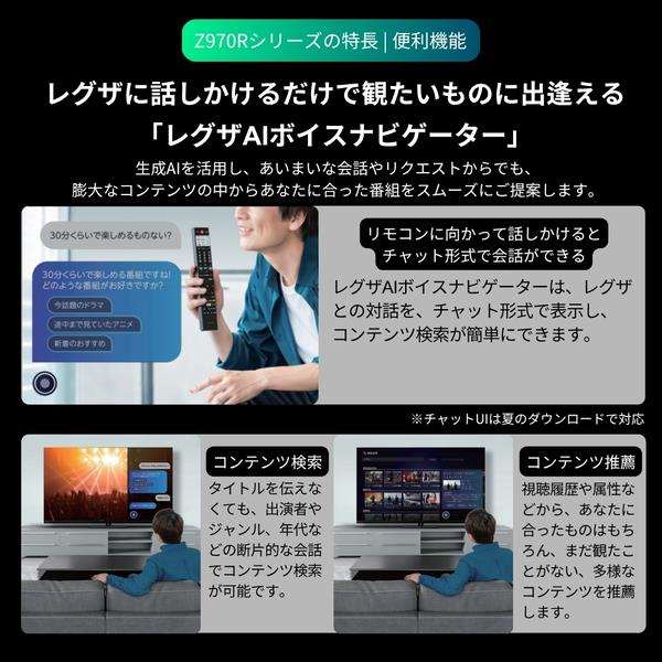 REGZA 4KminiLED液晶テレビ 100V型/タイムシフトマシン/重低音