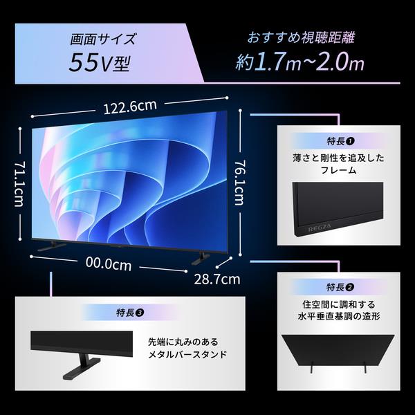 REGZA 55E670R 55インチ4K 倍速 液晶テレビ REGZA 4K液晶テレビ 55V型 倍速液晶 ブルーライト制御 55E670R